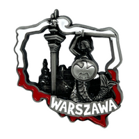Poland's Contours & Warszawa Landmarks Metal Magnet
