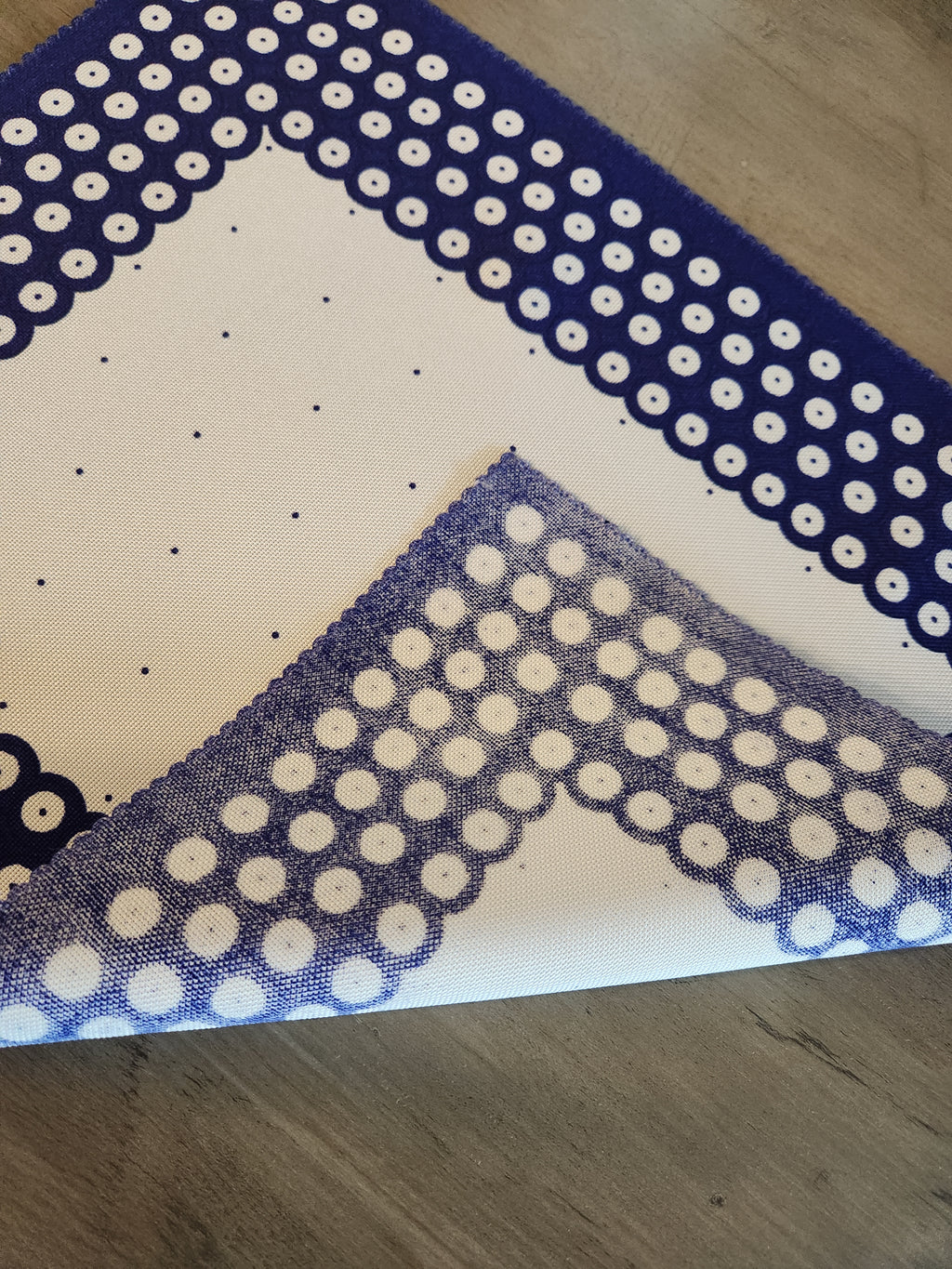 Set of 2 Polish Pottery Blue Dot Placemats with Scalloped Edges