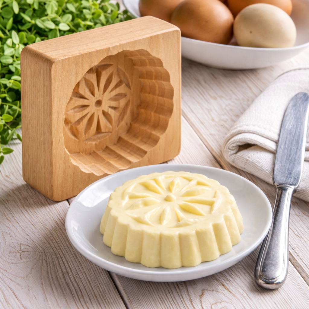 Traditional Polish Folk Art Flower Wooden Butter Mold