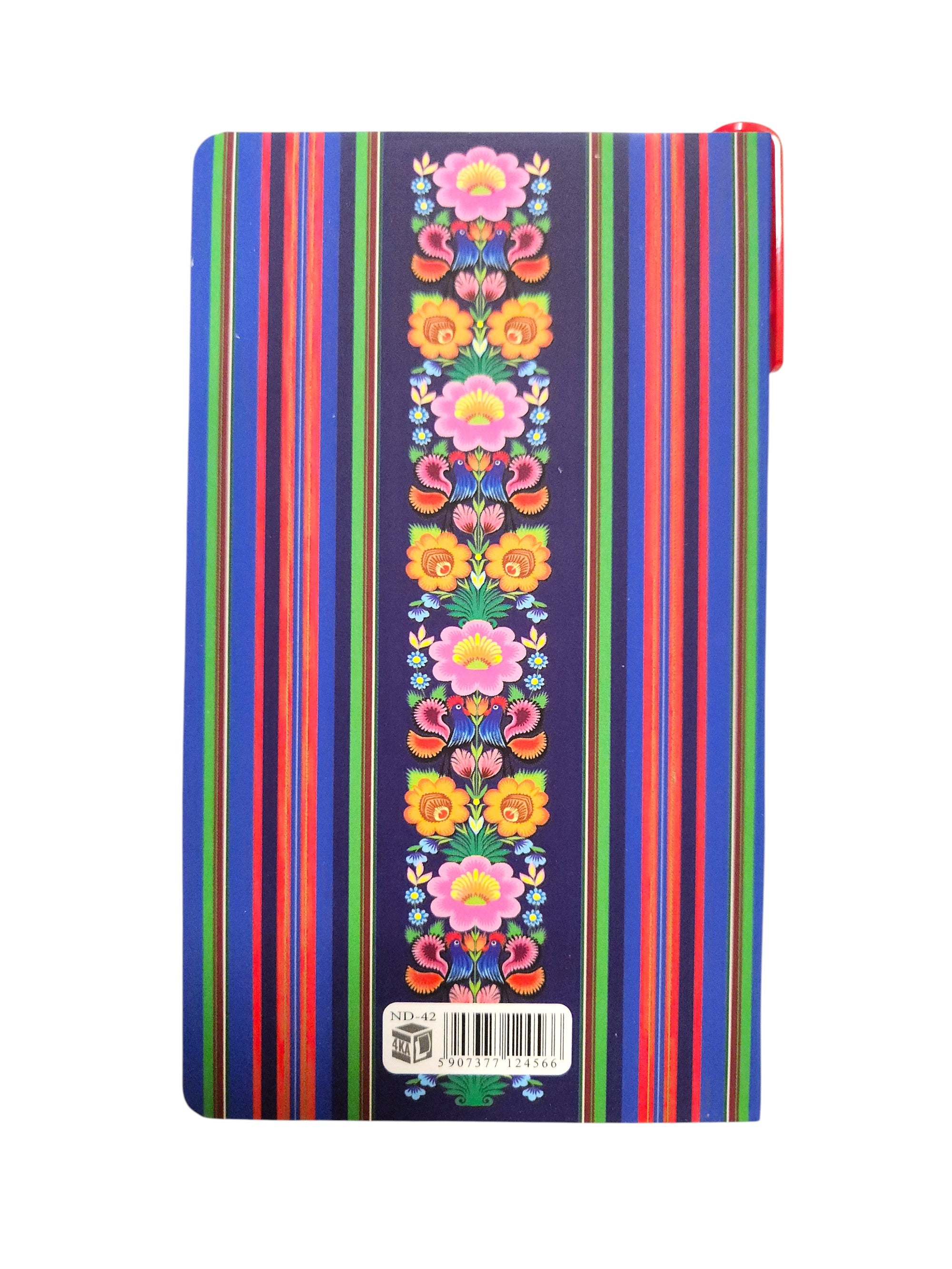 Polish Folk Art Notepad with Pen (Blue Roosters)