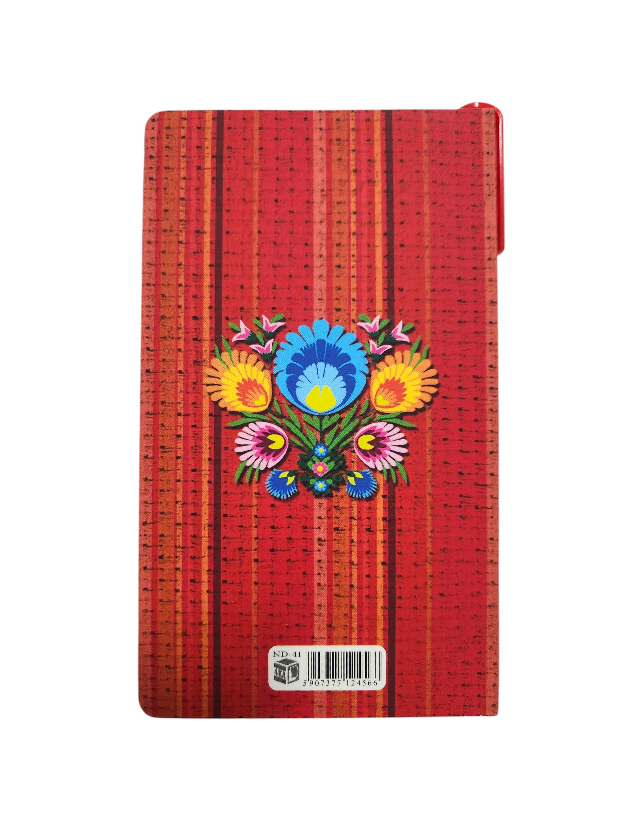 Polish Folk Art Notepad with Pen (Red Roosters)
