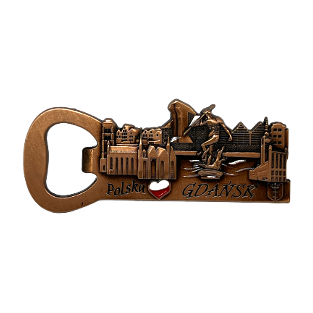 Gdansk Poland Metal Beer Bottle Opener Magnet