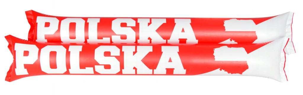 Set of 2 Polska White & Red Inflatable Cheering Sticks Fan Noisemaking
