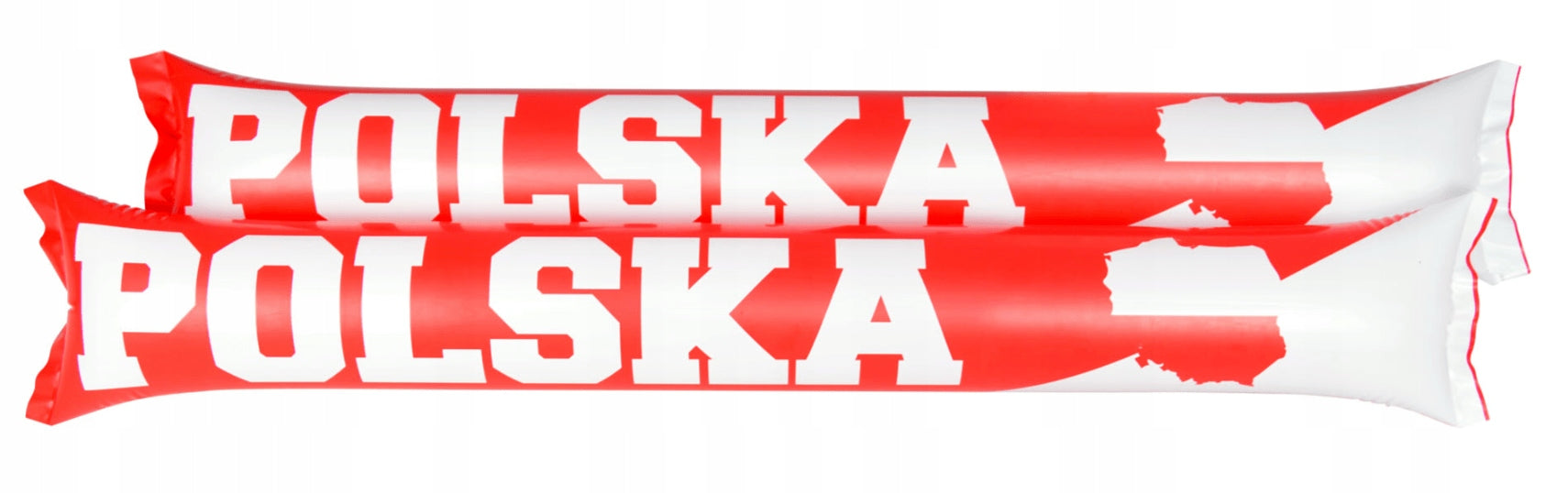 Set of 2 Polska White & Red Inflatable Cheering Sticks Fan Noisemaking