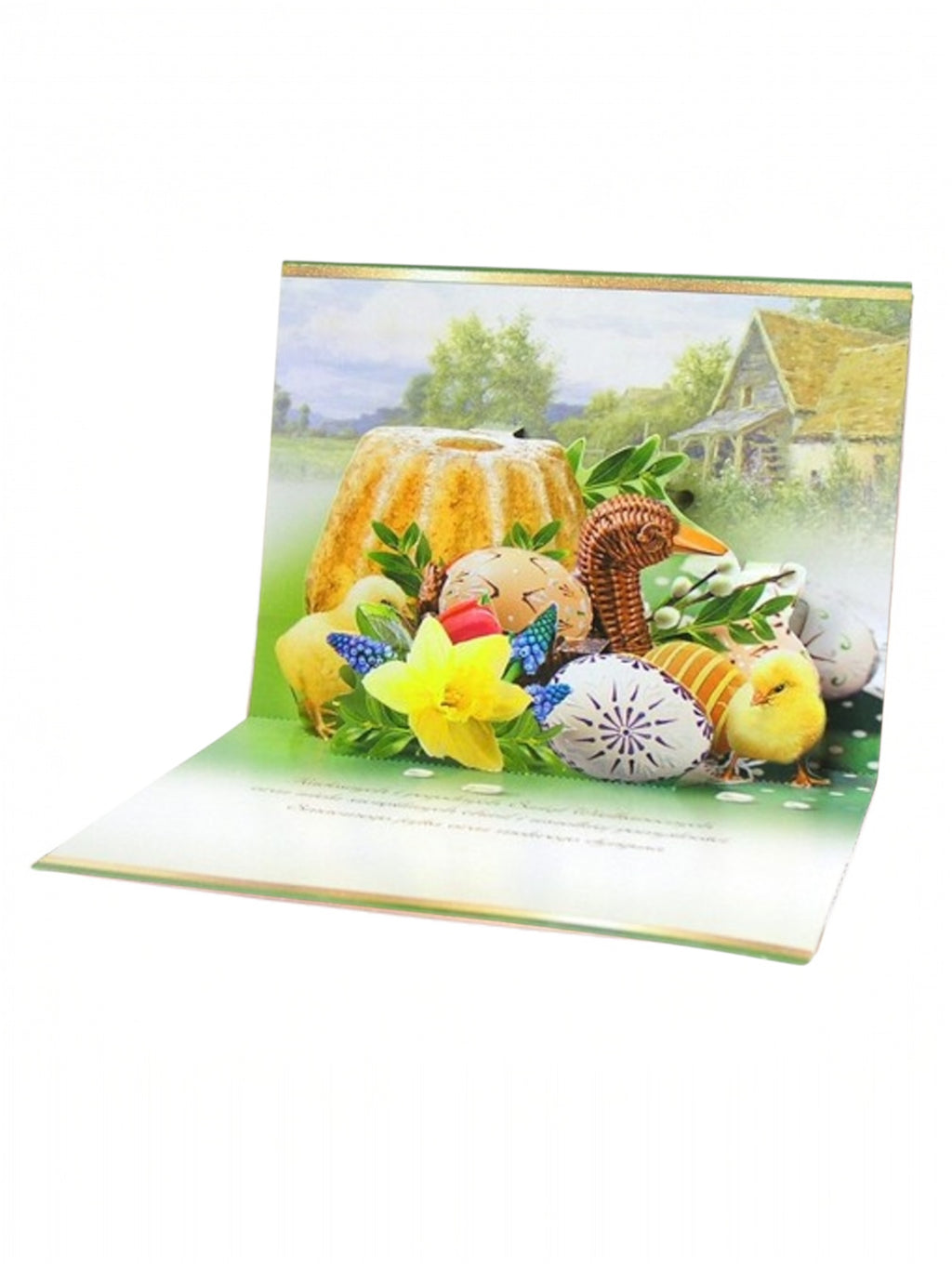 Large Traditional 3D Pop-Up Polish Easter Greeting Card - Babka Cake with Duck & Chicks