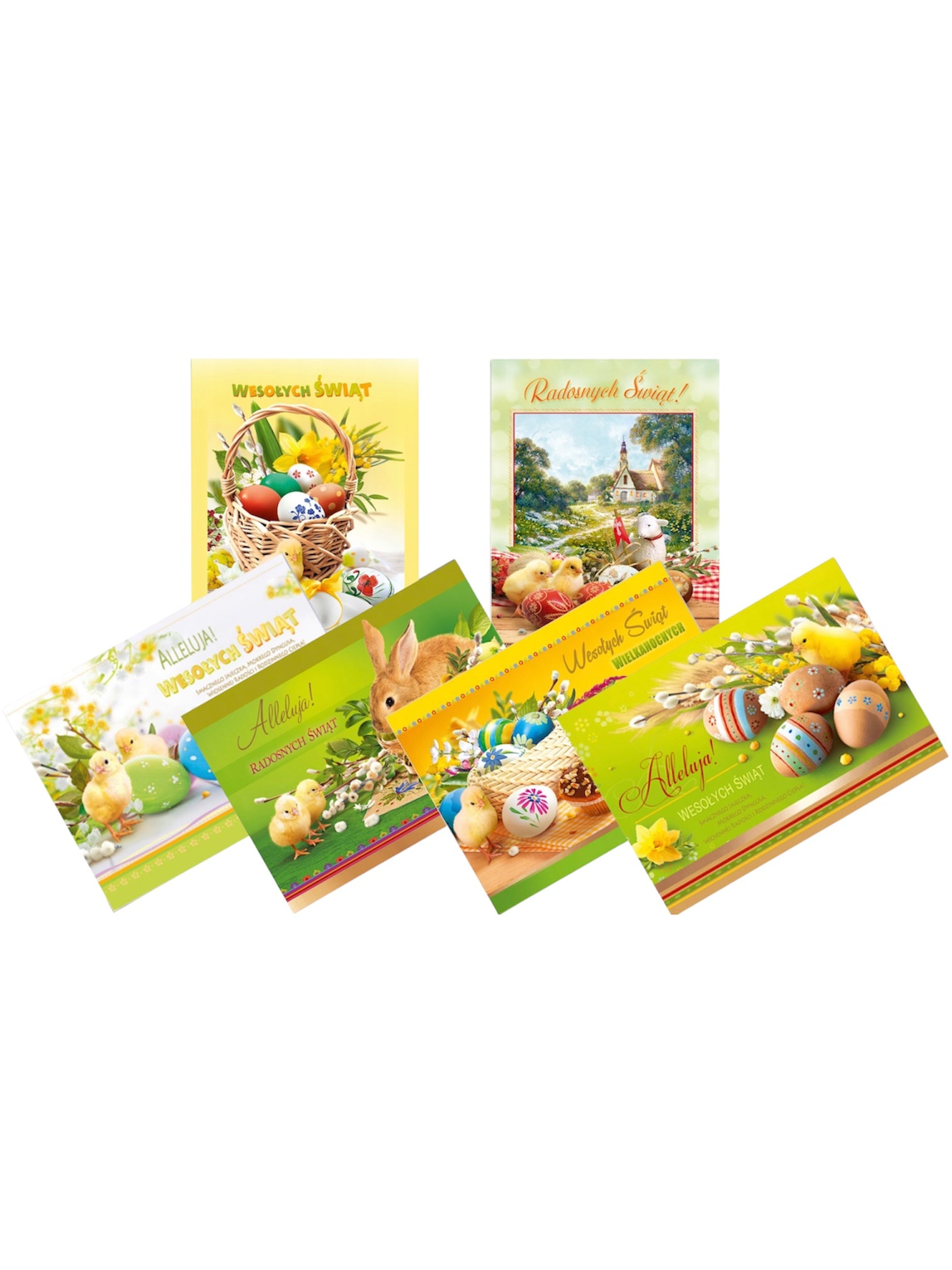 Traditional Polish Easter Greeting Cards with Glitter, Set of 6