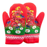 Polish Floral 2 Oven Mitts (Poppies Wildflowers)