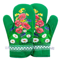 Polish Floral 2 Oven Mitts (Poppies Wildflowers)