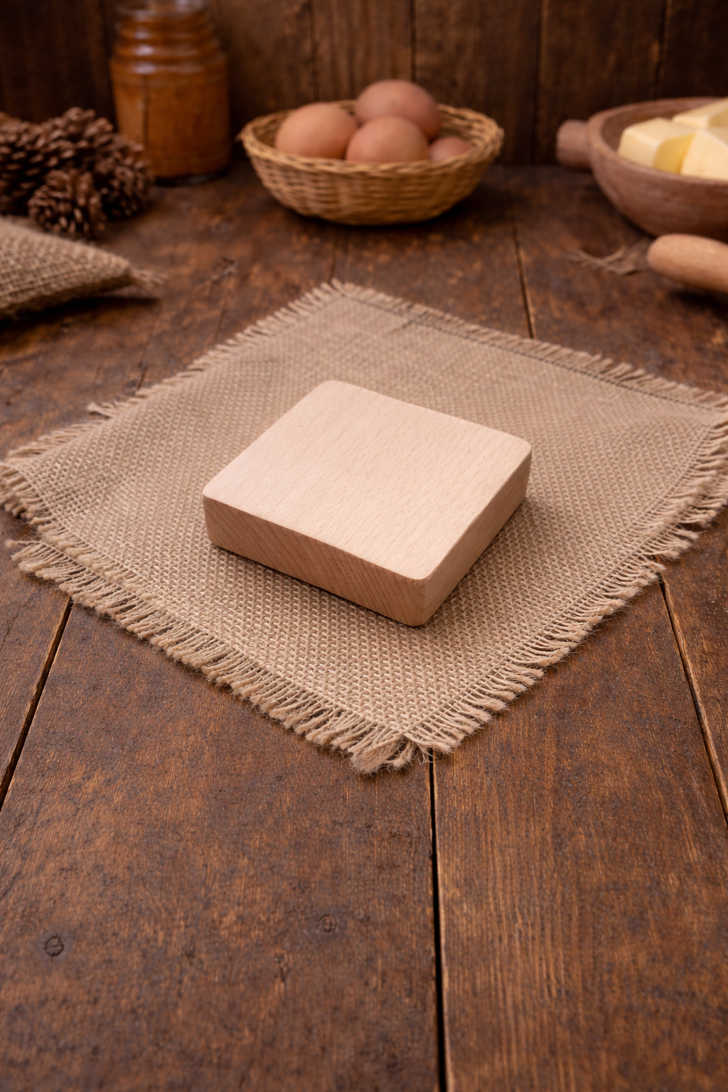 Traditional Polish Folk Art Flower Wooden Butter Mold