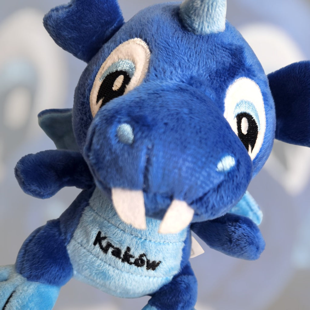 Small Poland Krakow Wawel Dragon Plush Toy, Blue 8"