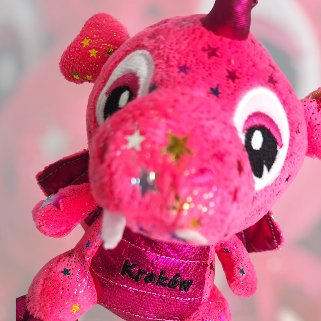 Small Poland Krakow Wawel Dragon Plush Toy, Pink 8"