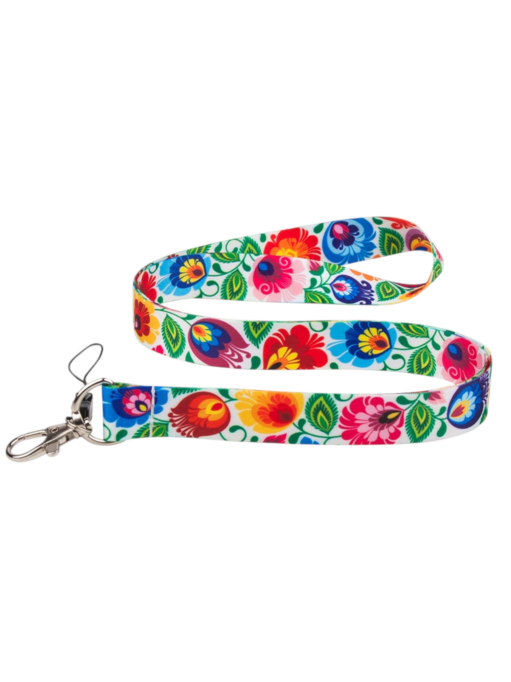 Polish Folk Art Neck Strap Lanyard (White Lowicz)