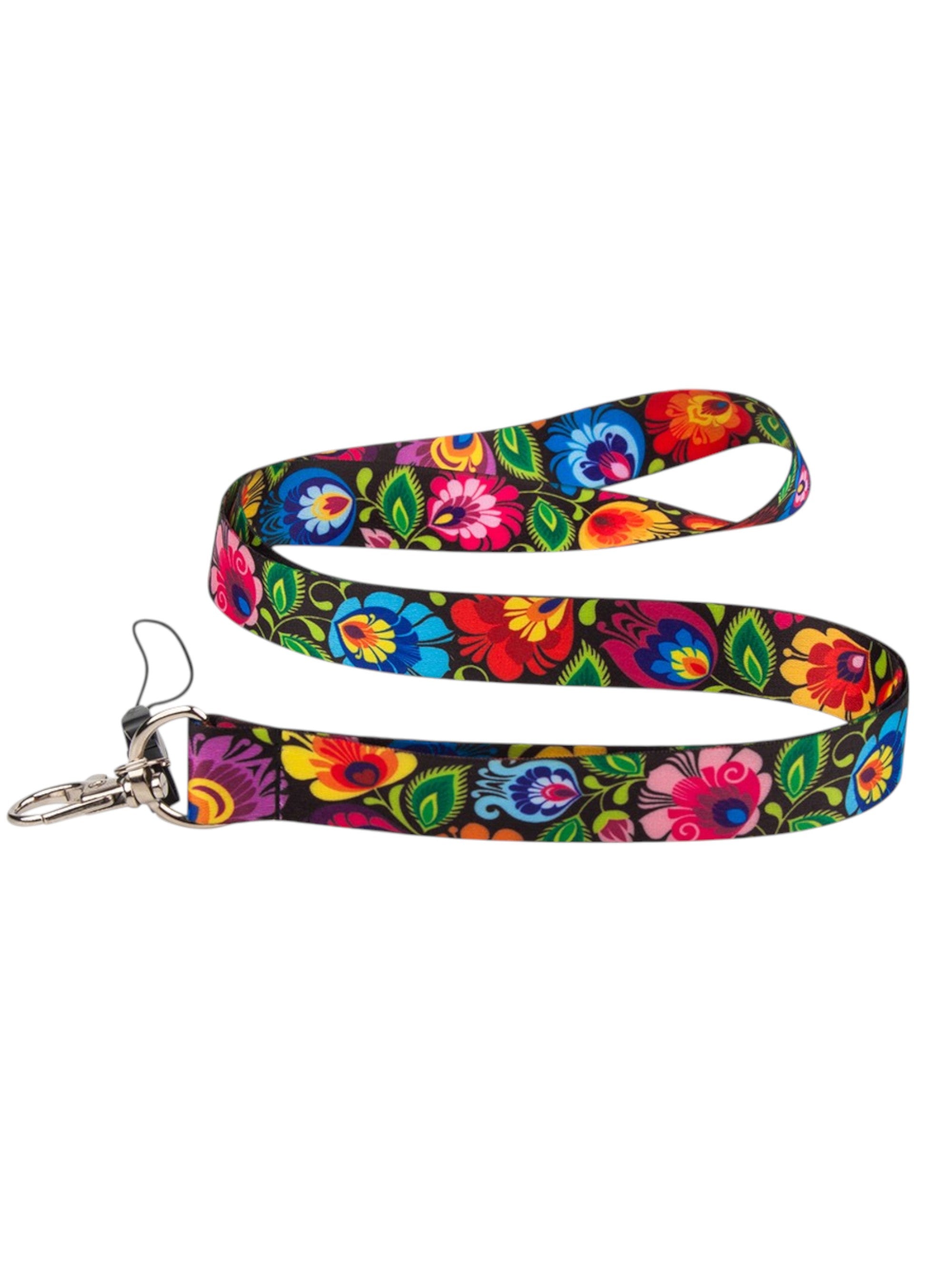 Polish Folk Art Neck Strap Lanyard (Black Lowicz)