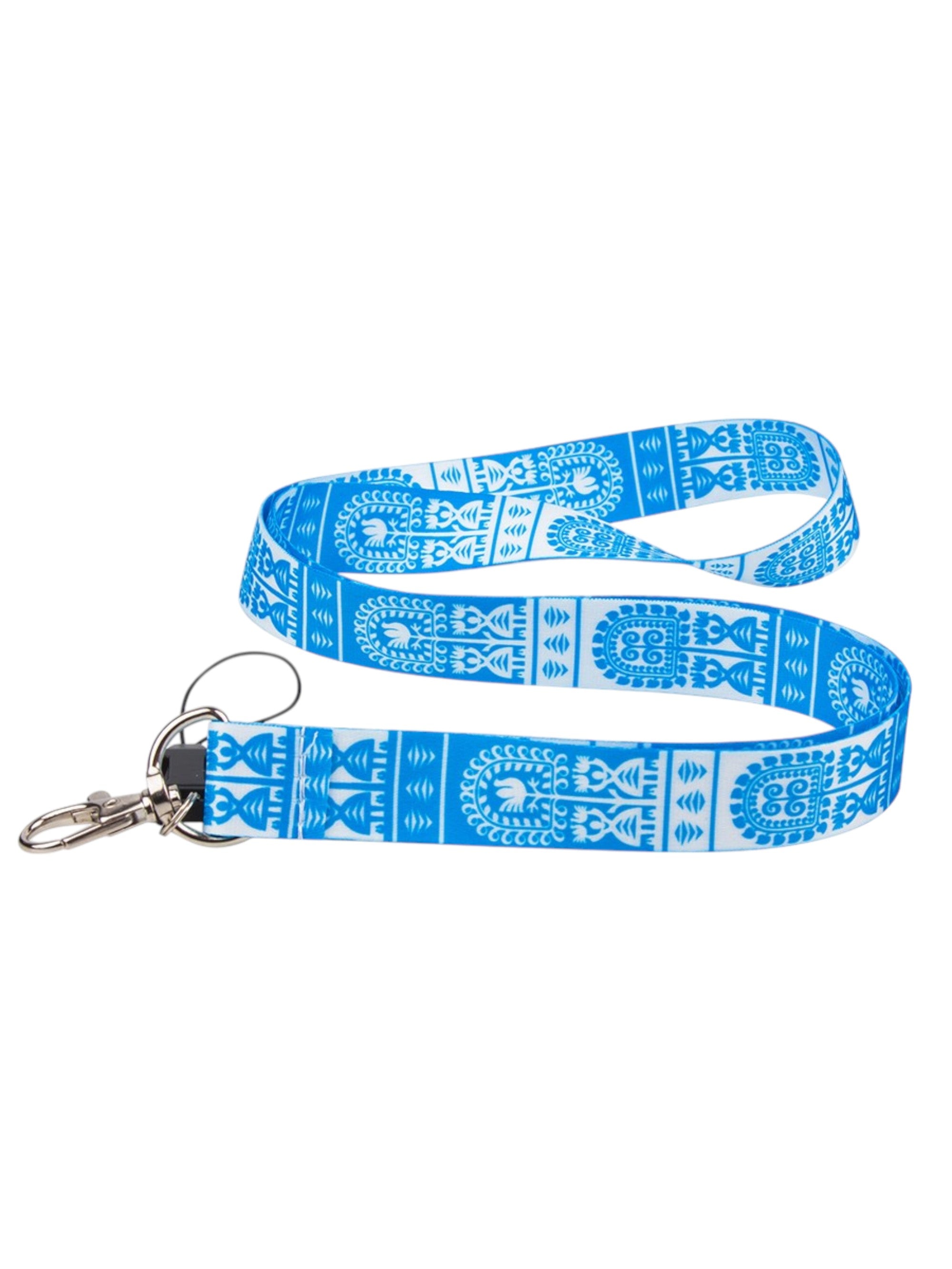 Polish Kurpie Folk Art Neck Strap Lanyard (Blue)