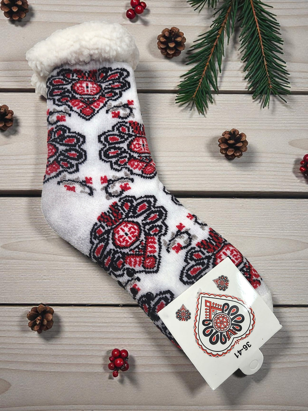 Women Polish Highlander PARZENICA Warm Socks, White