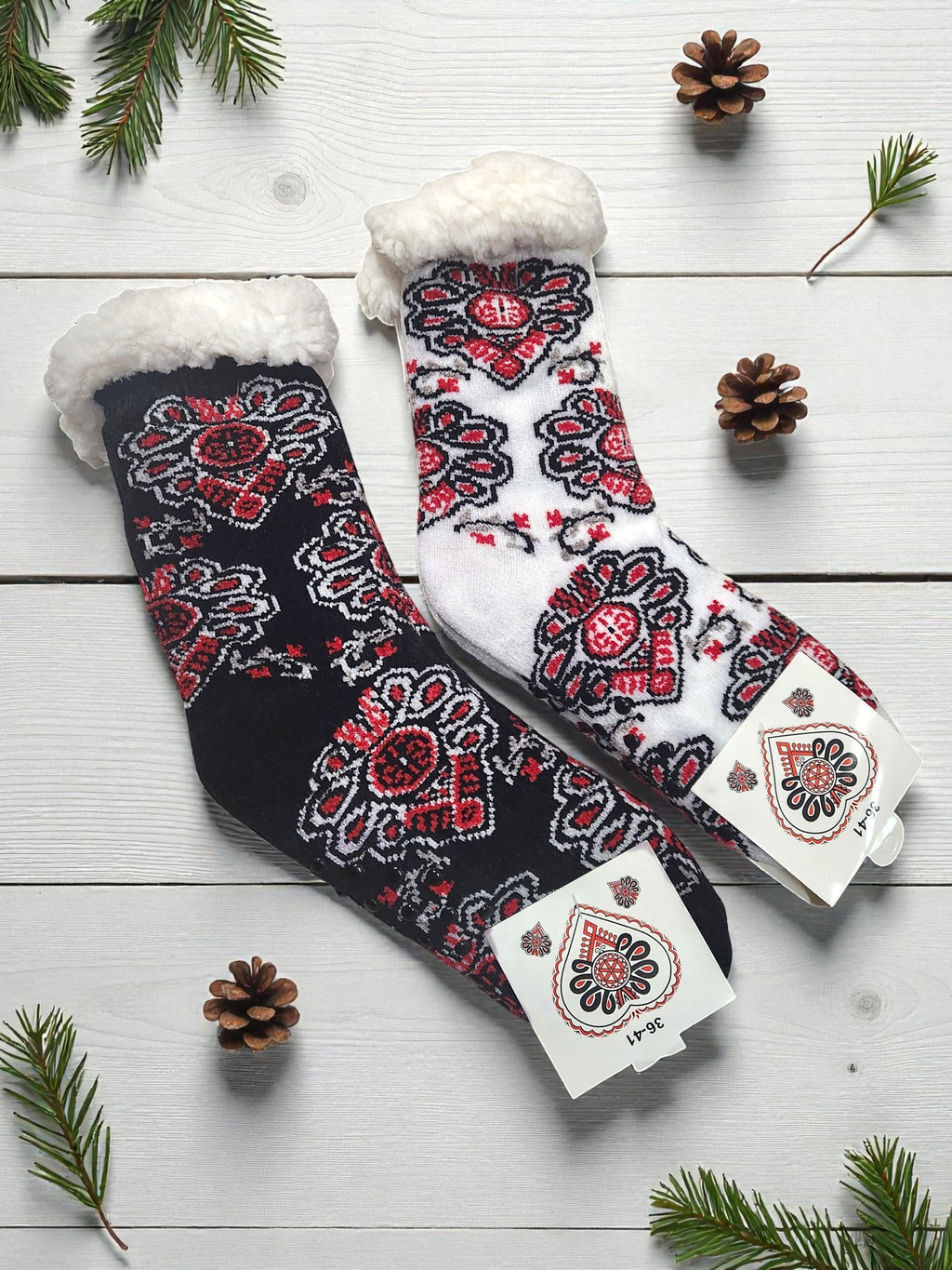 Women Polish Highlander PARZENICA Warm Socks, Black