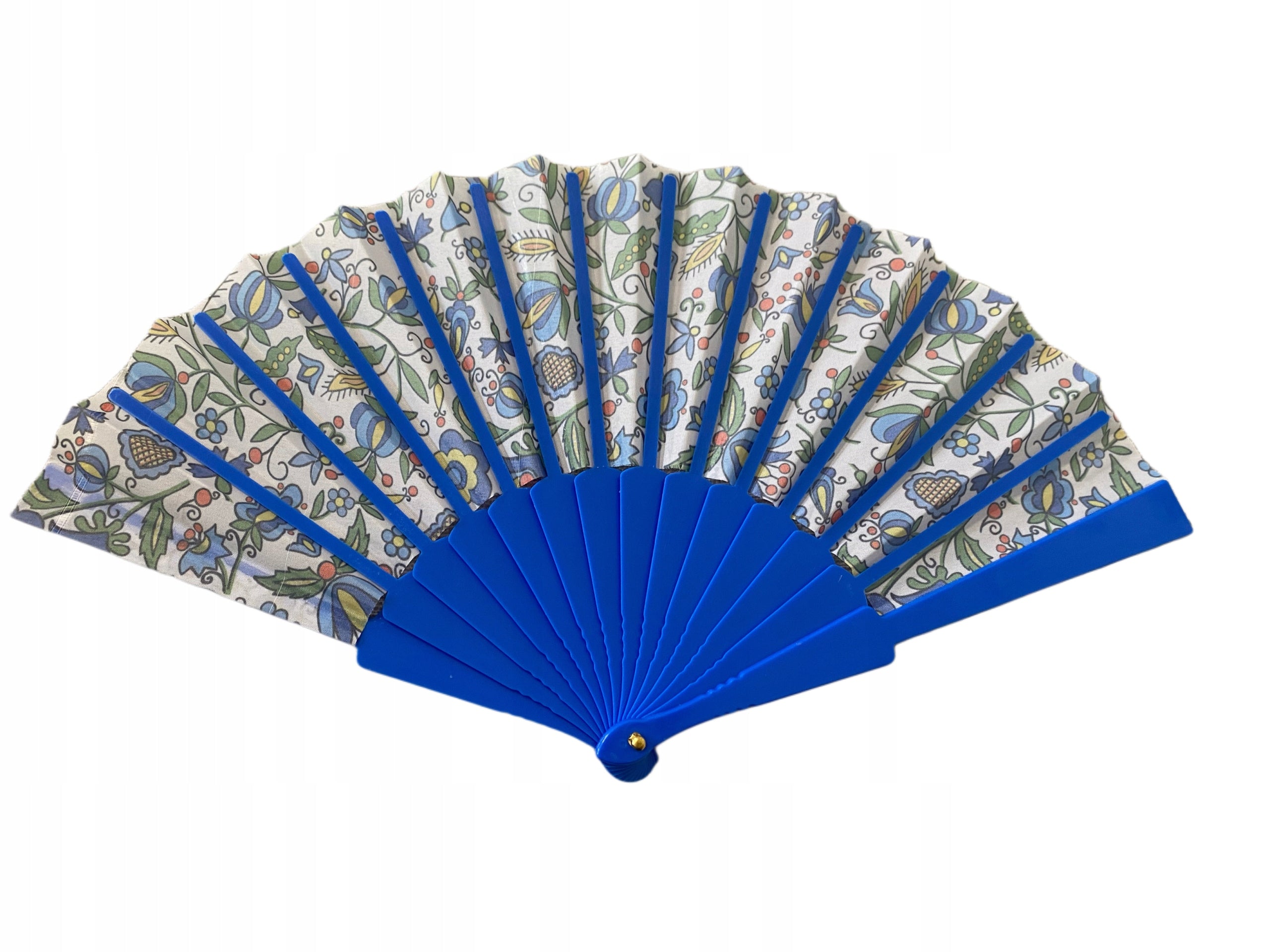 Polish Folk Art Handheld Folding Fan, Kashubian