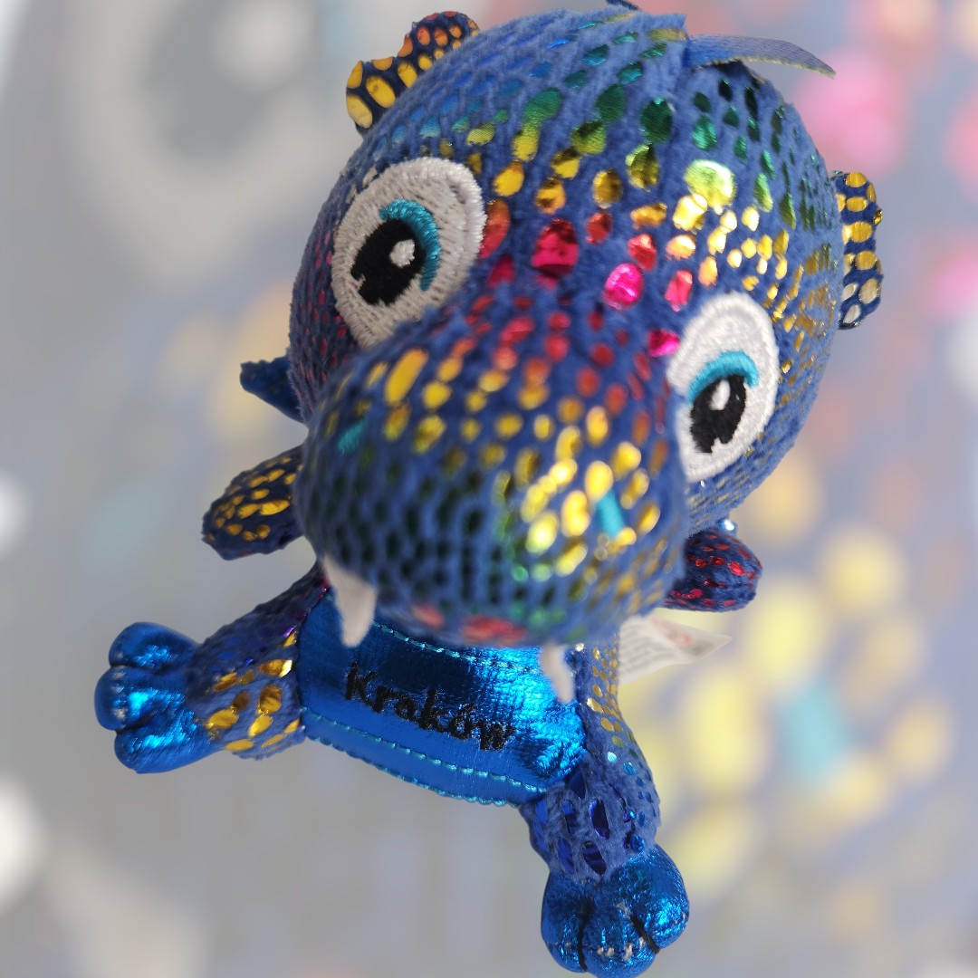 Mini Poland Krakow Wawel Dragon Plush Toy, Blue 5"