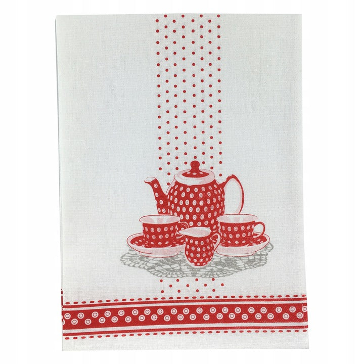 Polish Pottery Oven Mitt, Pot Holder & Kitchen Towel Set (Red)