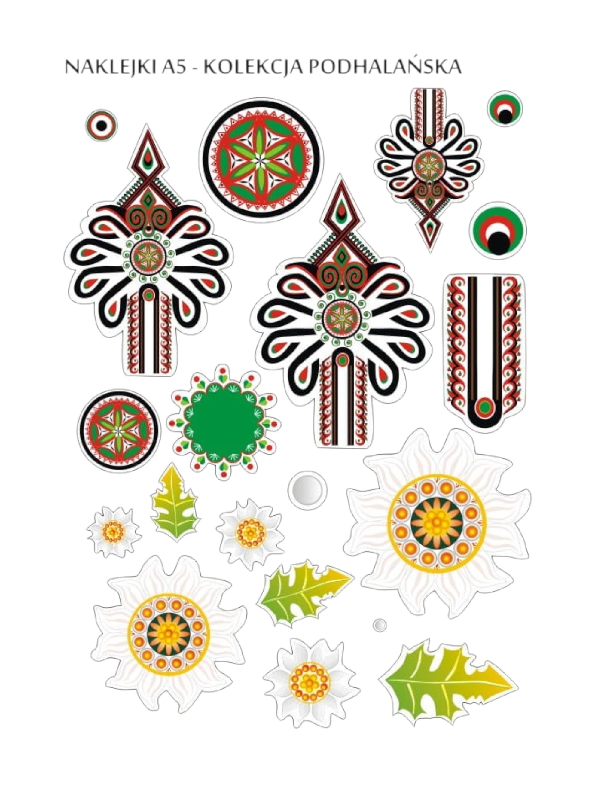 Polish Highlander Parzenica Folk Art Stickers on Transparent Background