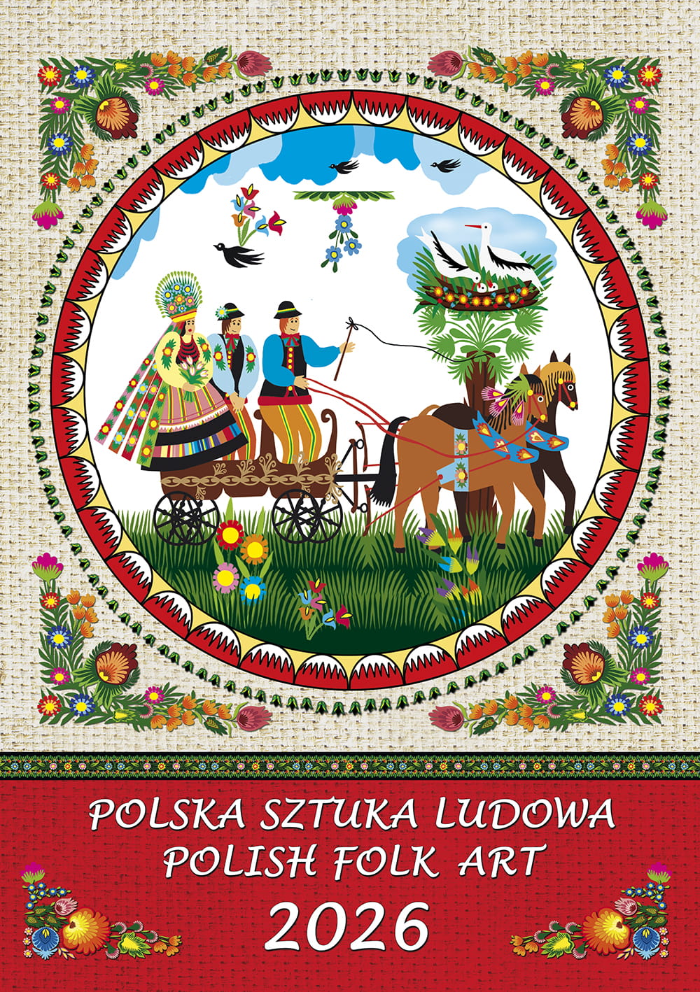 2026 Polish Folk Art Wall Calendar (Bilingual)