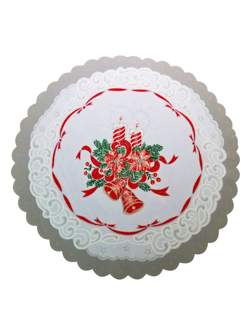 Polish Two-Toned Christmas Round Table Doily 14"x 14"