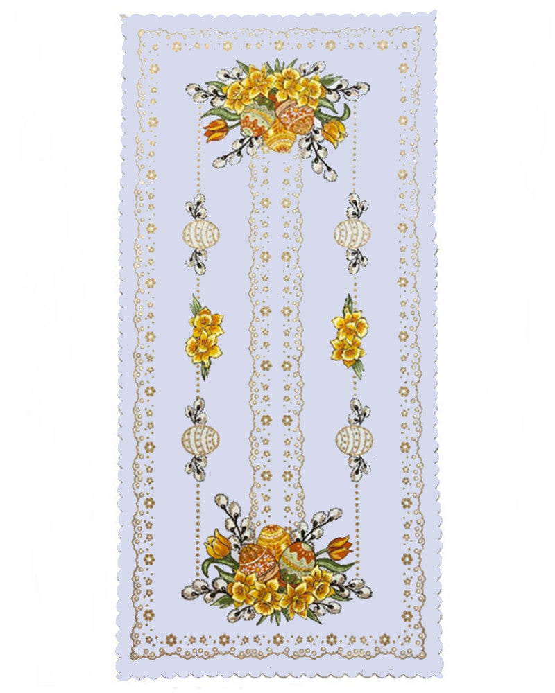 Polish Traditional Easter Eggs with Pussy Willows Table Runner 39"x20"