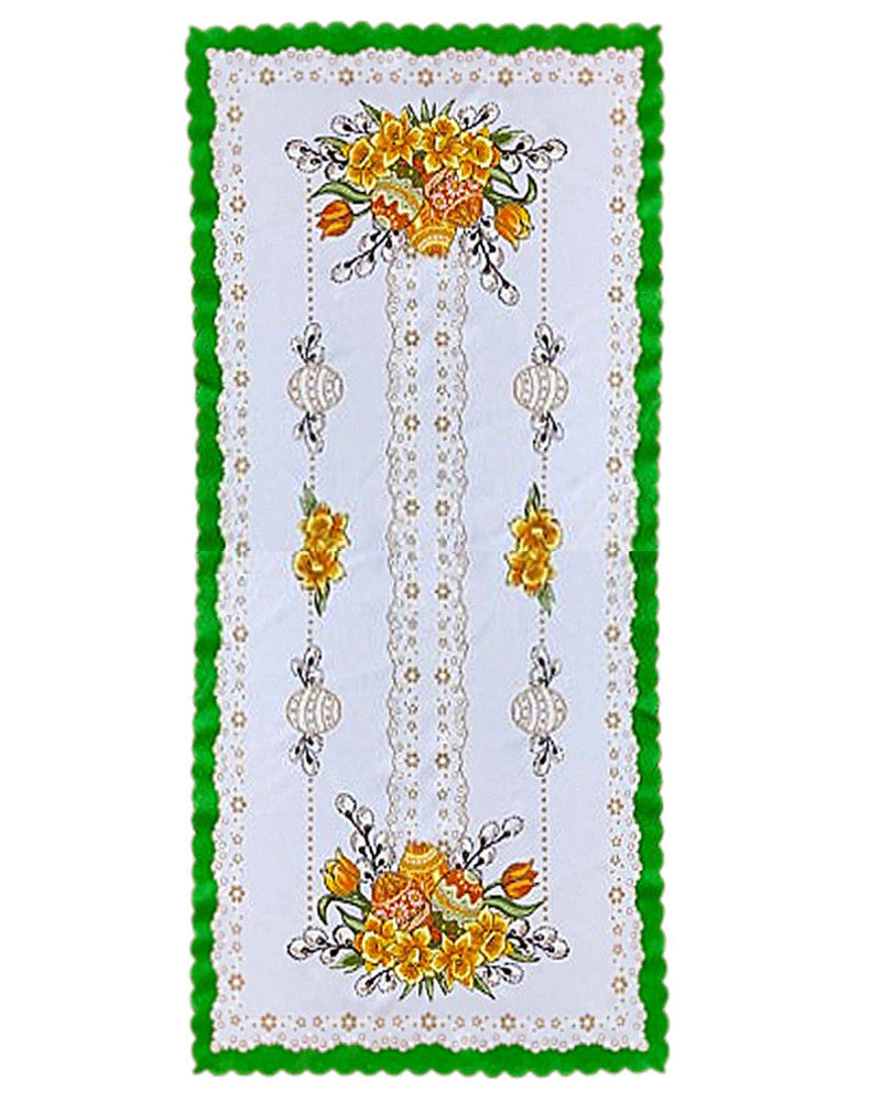 Polish Traditional Easter Eggs with Pussy Willows Table Runner 39"x20"