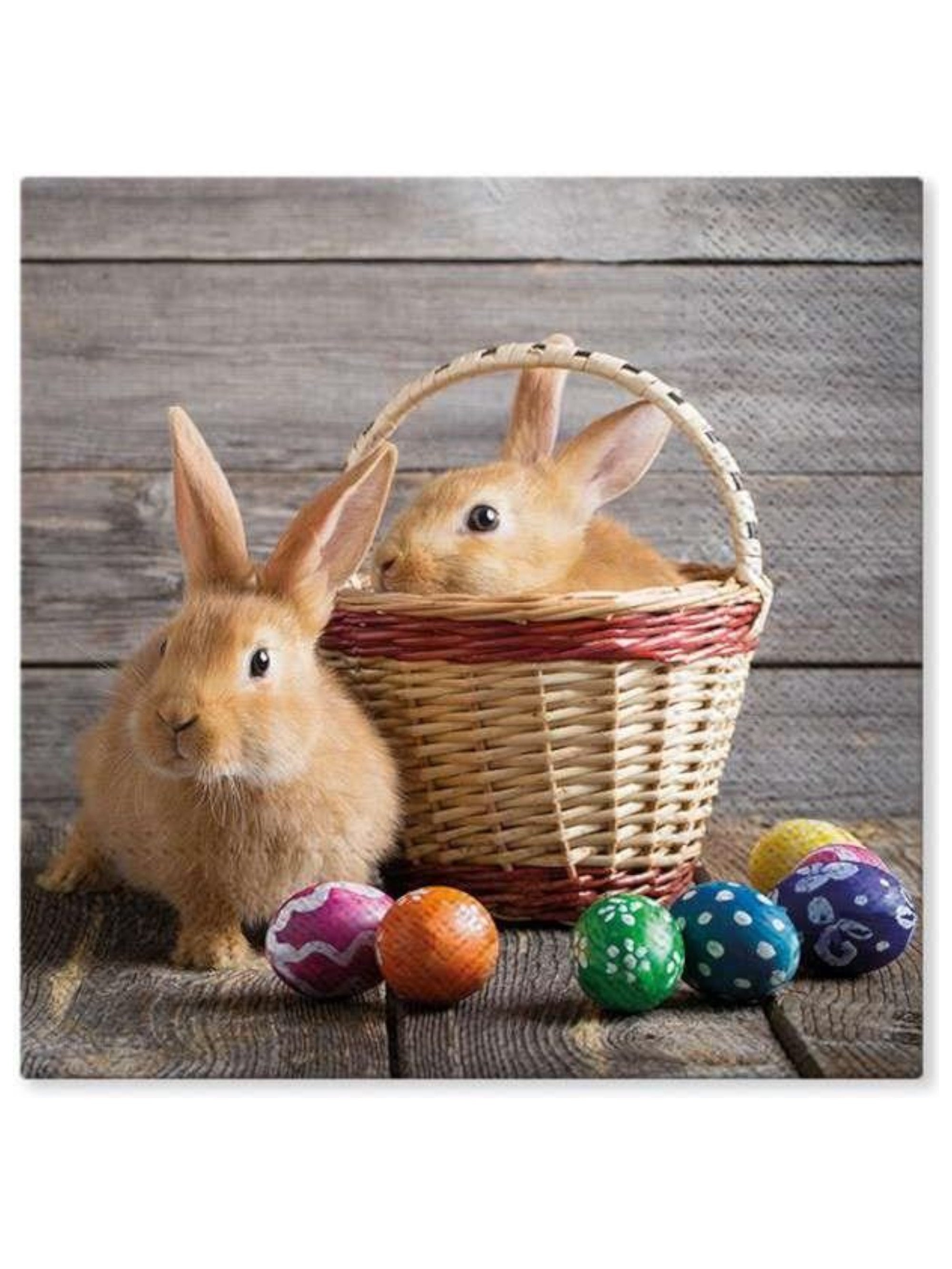 Polish Easter Bunnies in Basket Luncheon Napkins, Set of 20
