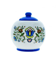 Polish Kashubian Folk Art Ceramic Sugar Bowl with Lid