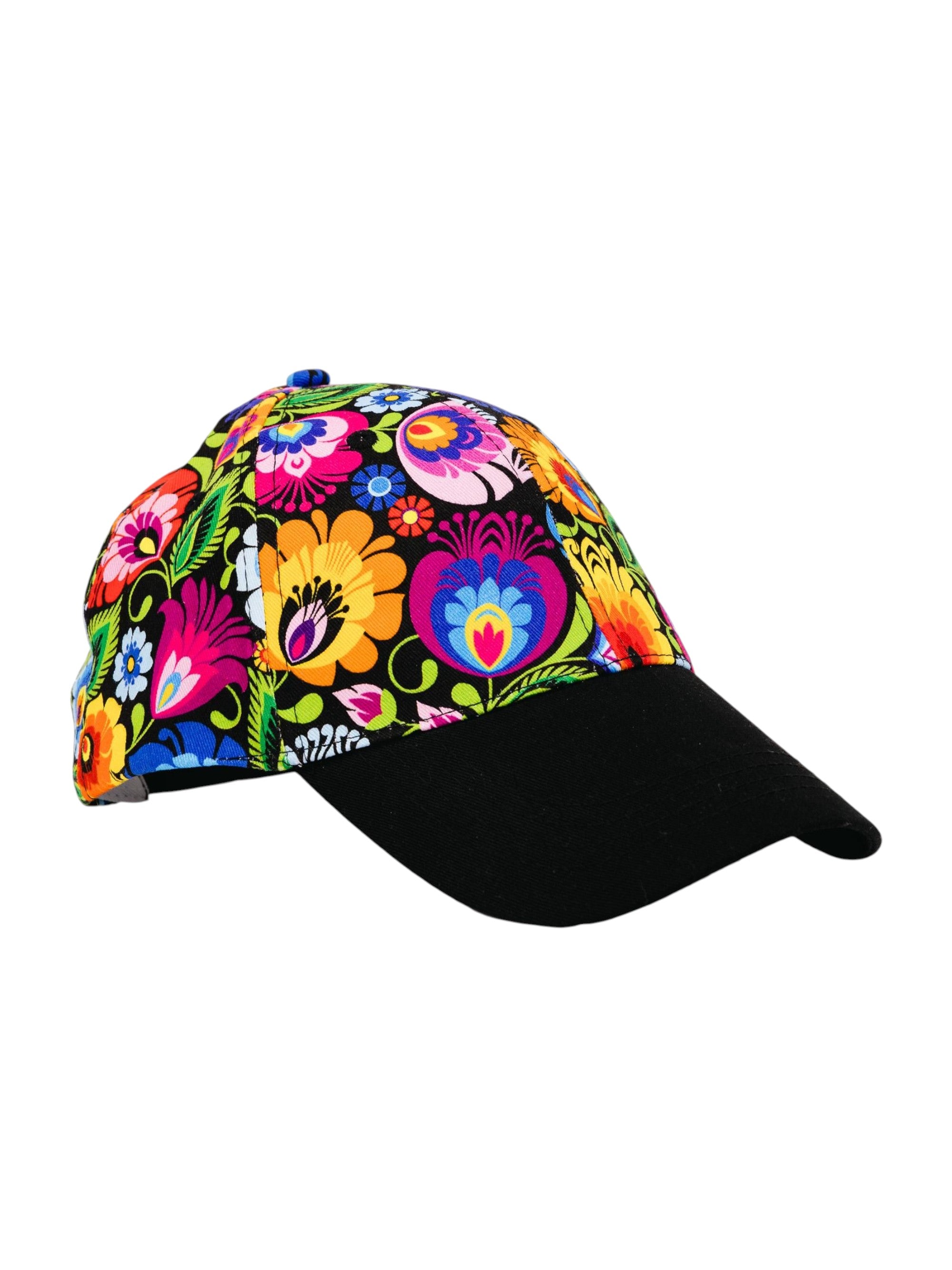 Polish Folk Art Floral Baseball Cap (Lowicz Black)