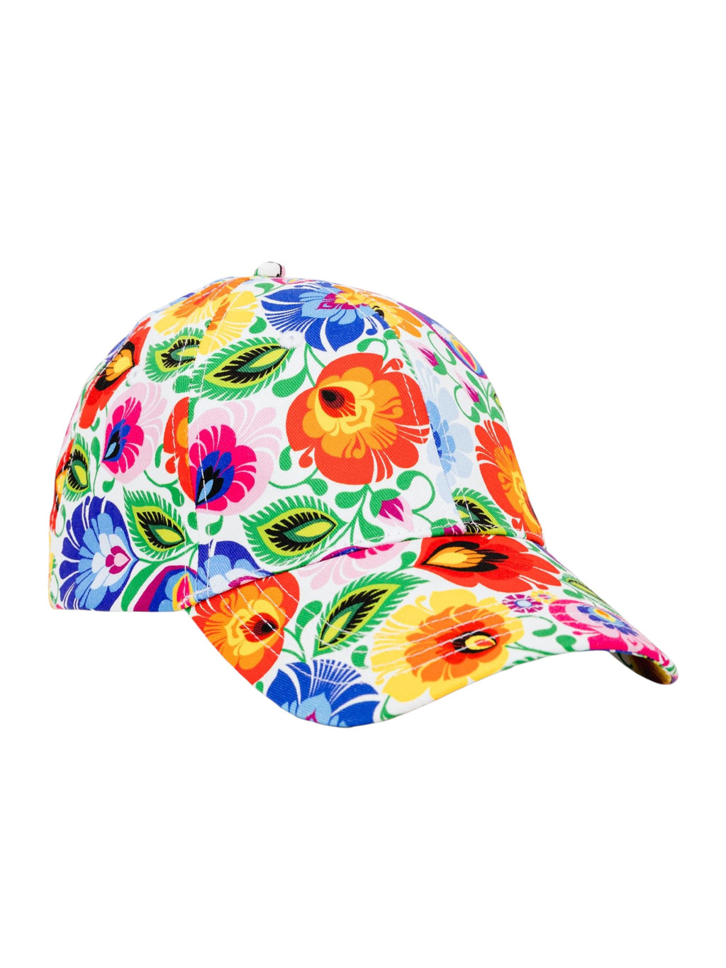 Polish Folk Art Floral Baseball Cap (Lowicz White)