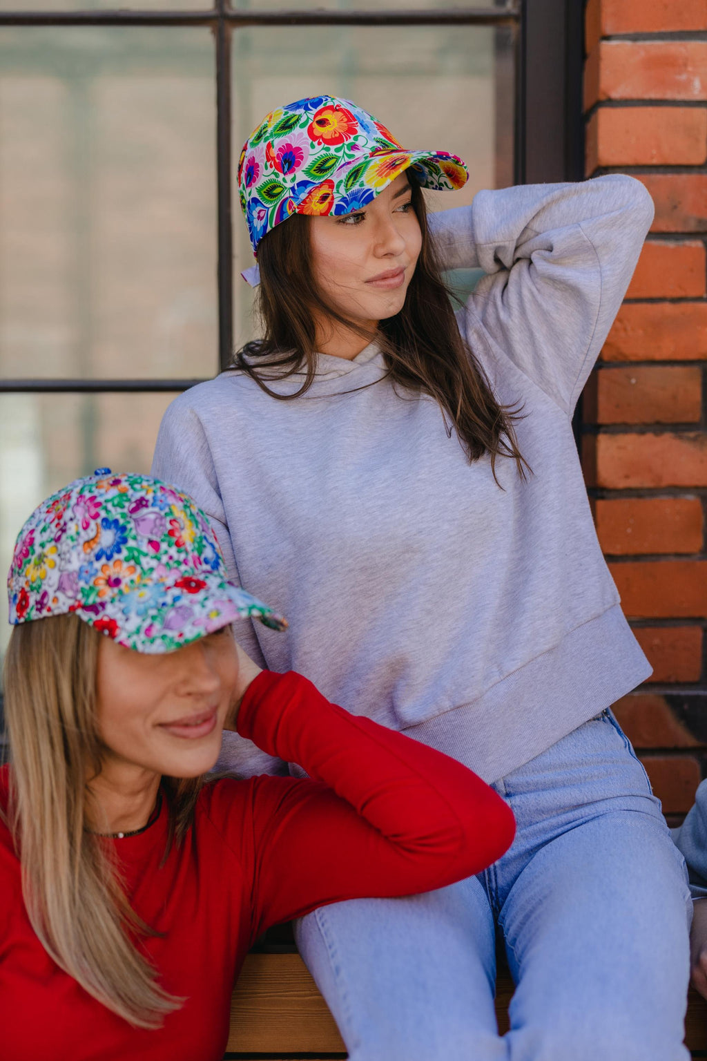 Polish Folk Art Floral Baseball Cap (Lowicz White)