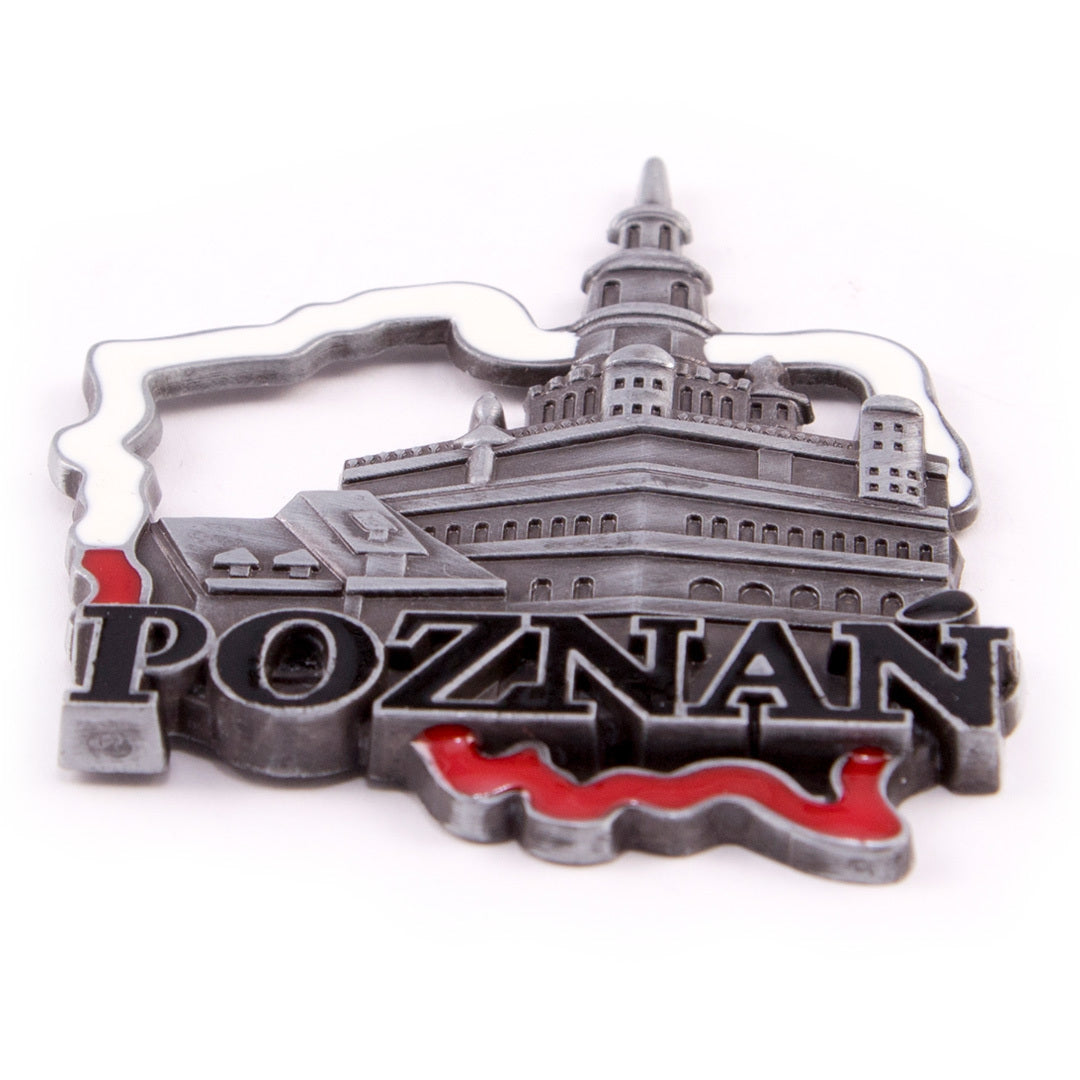 Poland's Contours & Poznan's Town Hall Metal Magnet