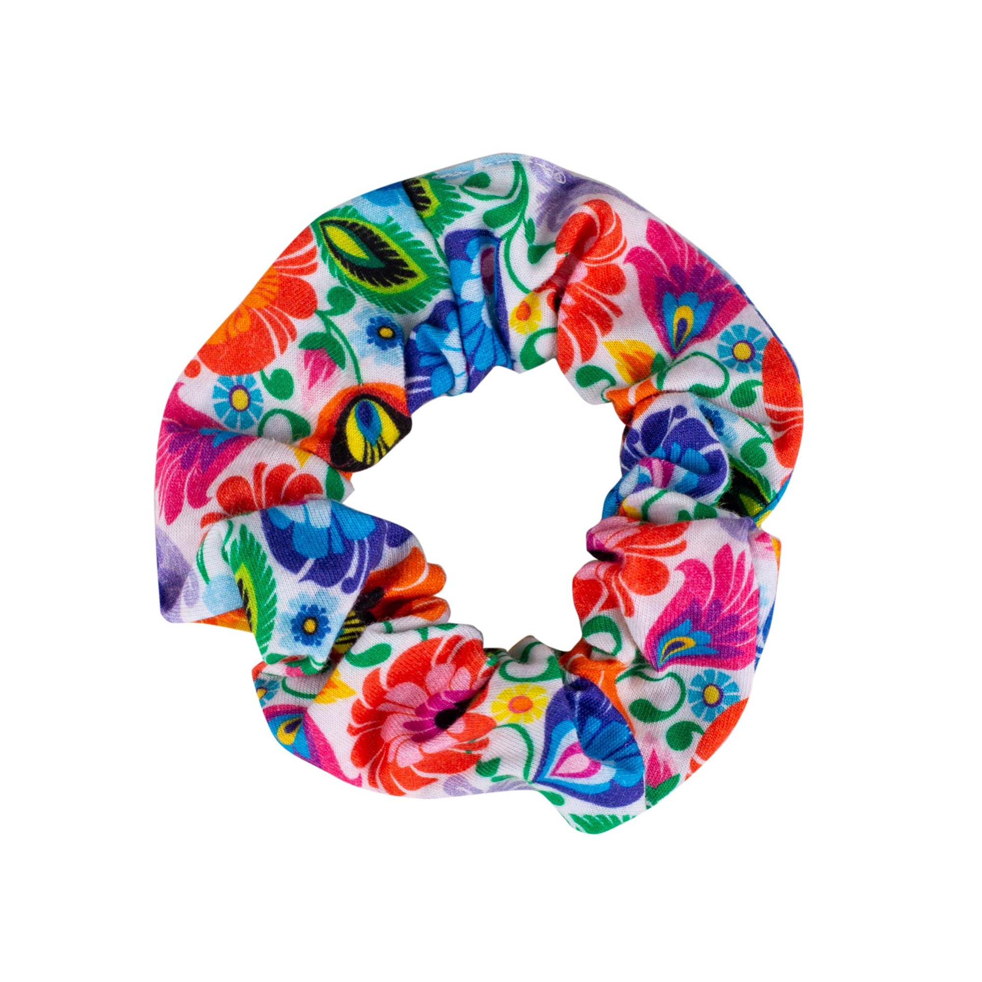 Polish Folk Art Hair Tie Scrunchie (Lowicz White)