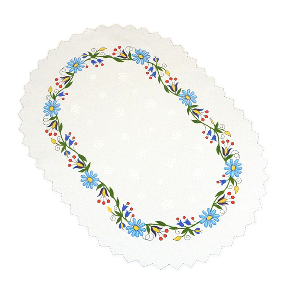 Set of 2 Polish Traditional Oval Easter Doily Basket Cover (Kashubian Flowers)