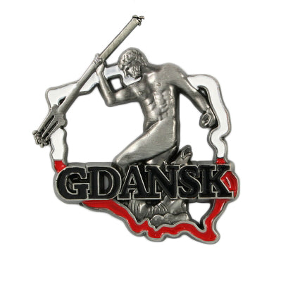 Poland's Contours & Gdansk's Neptune's Fountain Metal Magnet