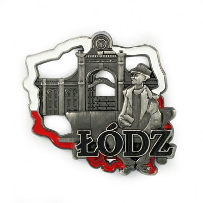 Poland's Contours & Lodz's Julian Tuwim Monument Metal Magnet