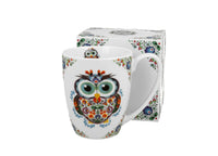 Polish Folk Art Porcelain Bullet Mug, 380ml - Lowicz Owl