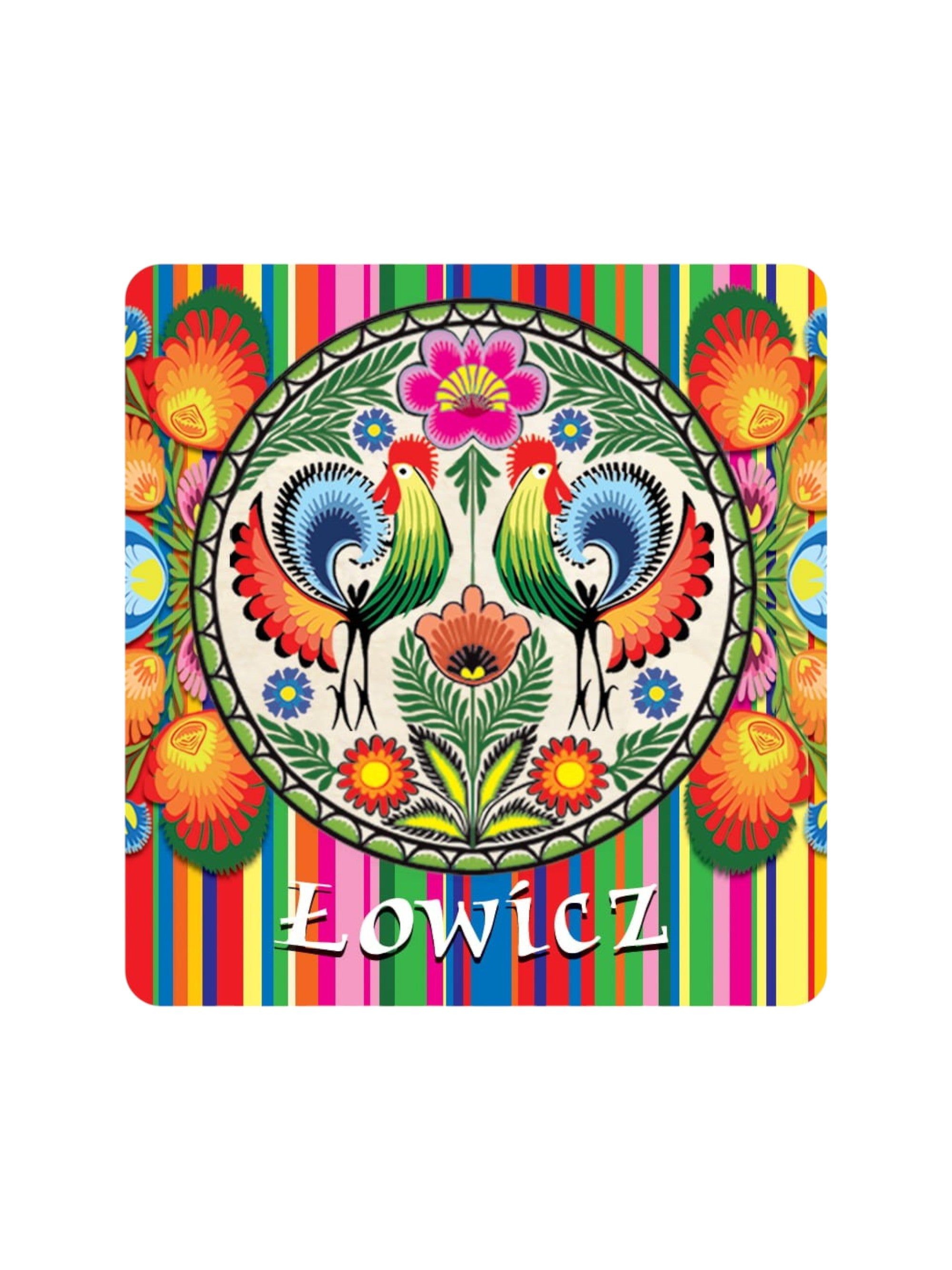 Polish Lowicz Folk Art Magnet (Lowicz Roosters)