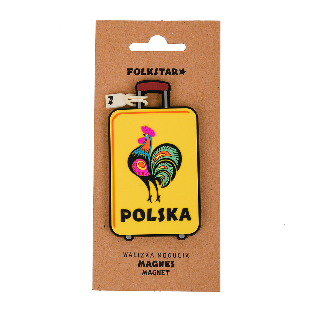 Polish Folk Art Flexible Magnet Suitcase Shaped (Rooster)