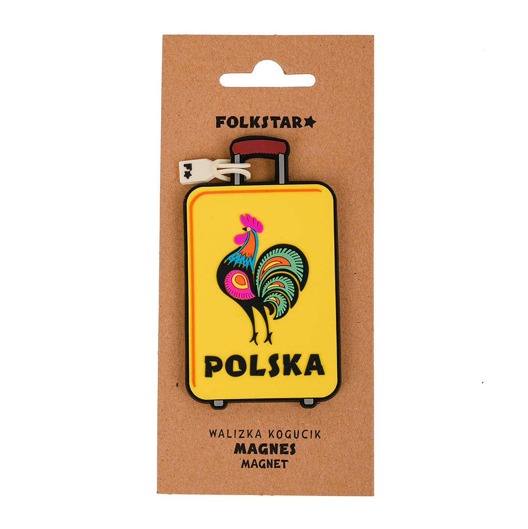 Polish Folk Art Flexible Magnet Suitcase Shaped (Rooster)