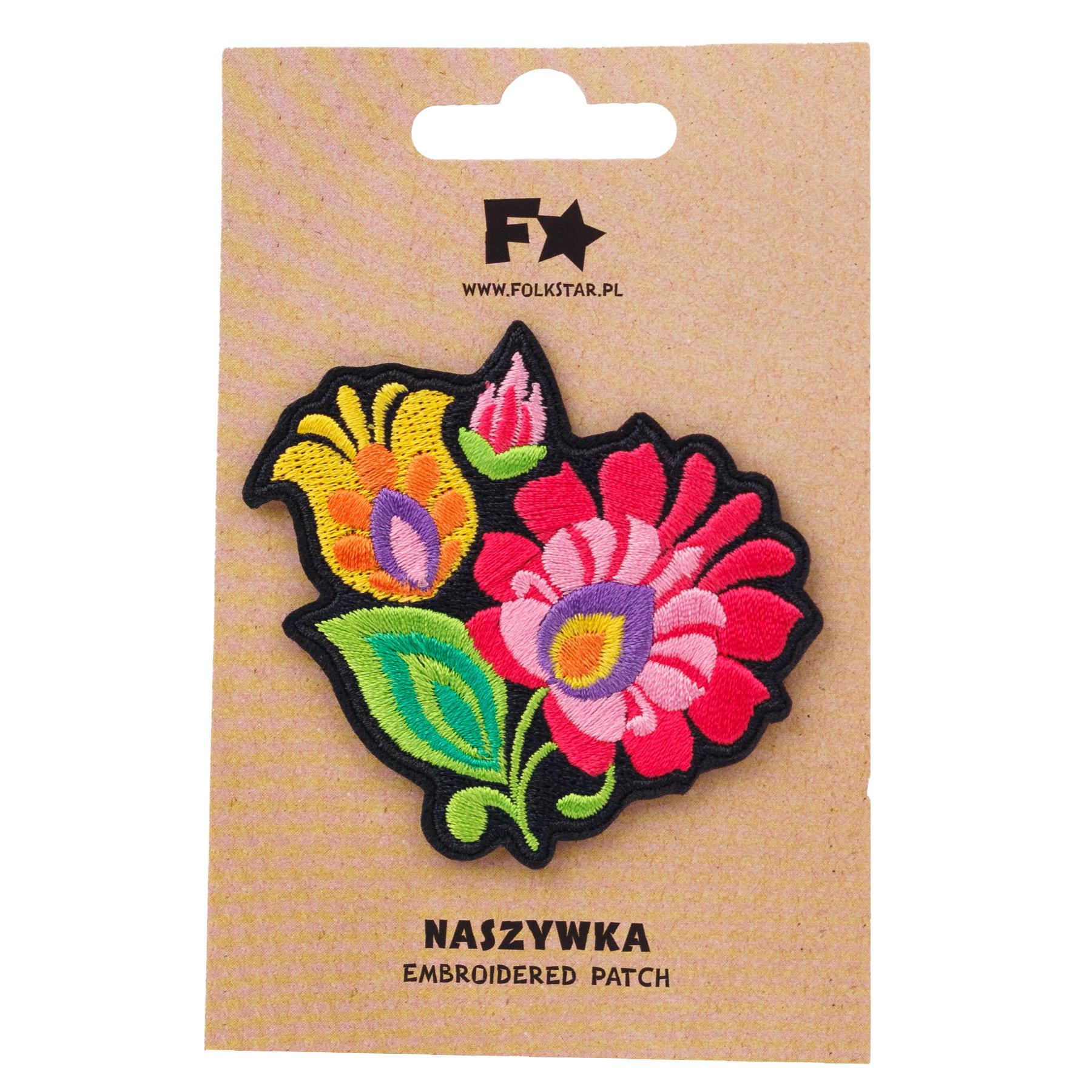 Polish Folk Art Iron on Patch (Pink Folk Flower)