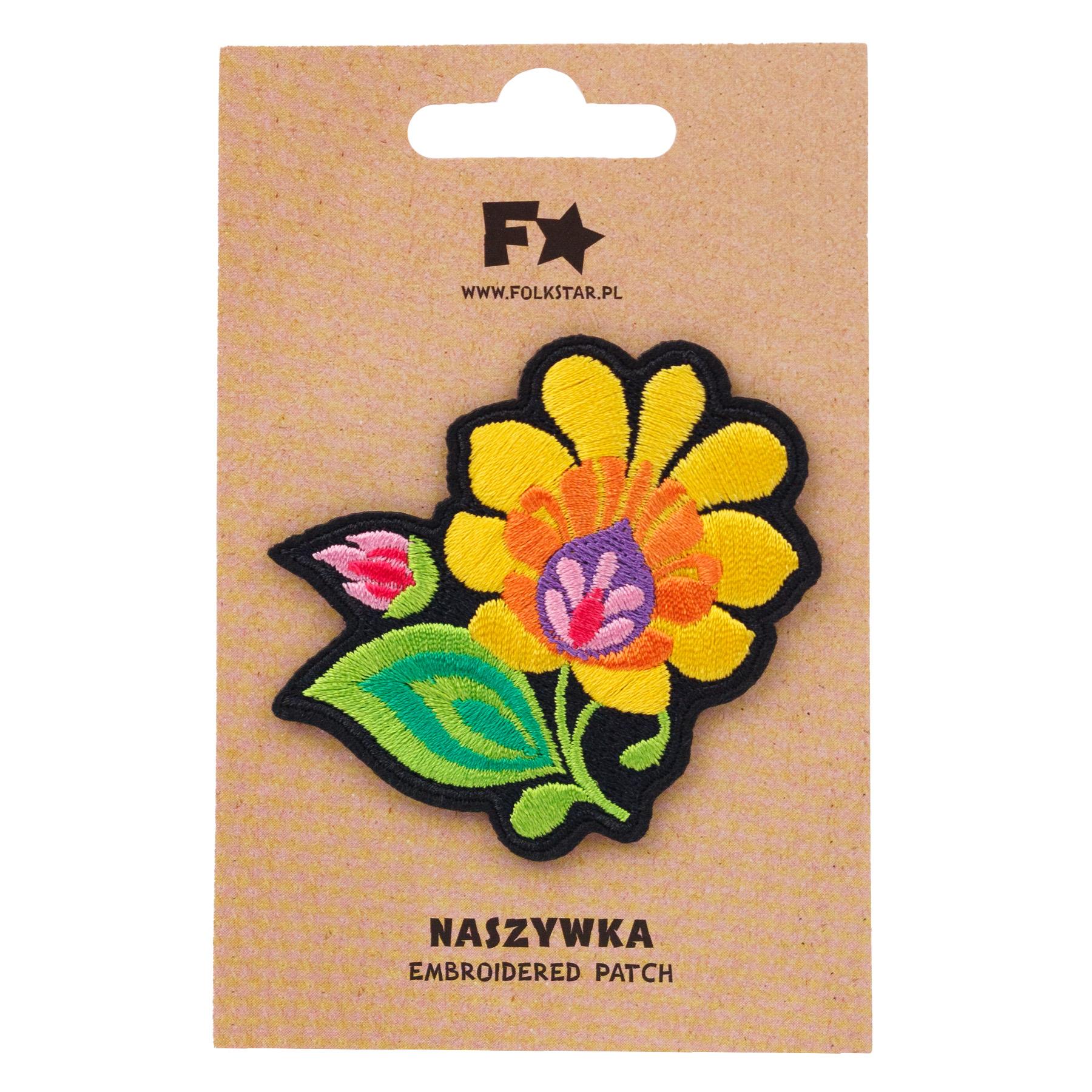 Polish Folk Art Iron on Patch (Yellow Folk Flower)