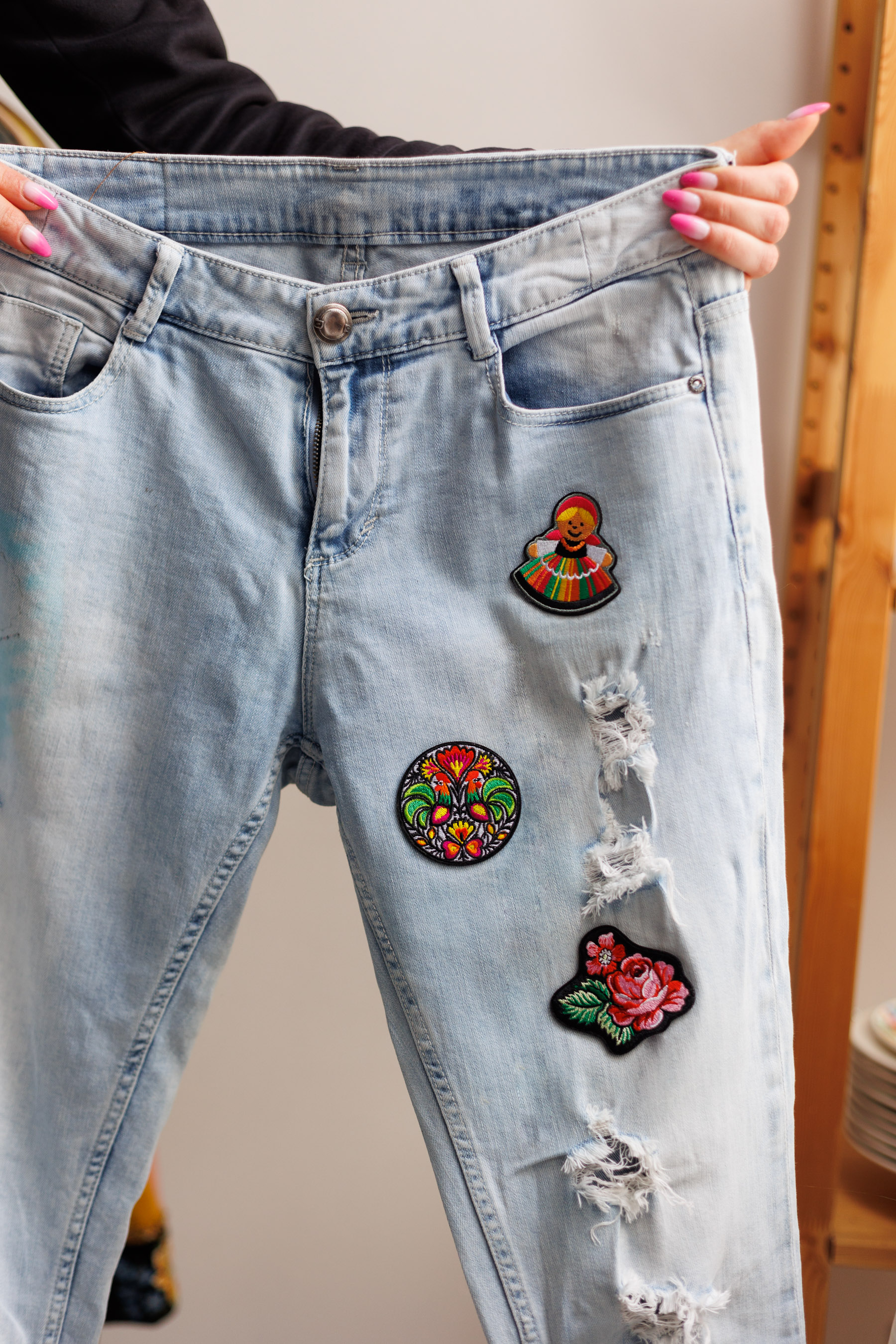 Polish Folk Art Iron on Patch (Blue Folk Flower)