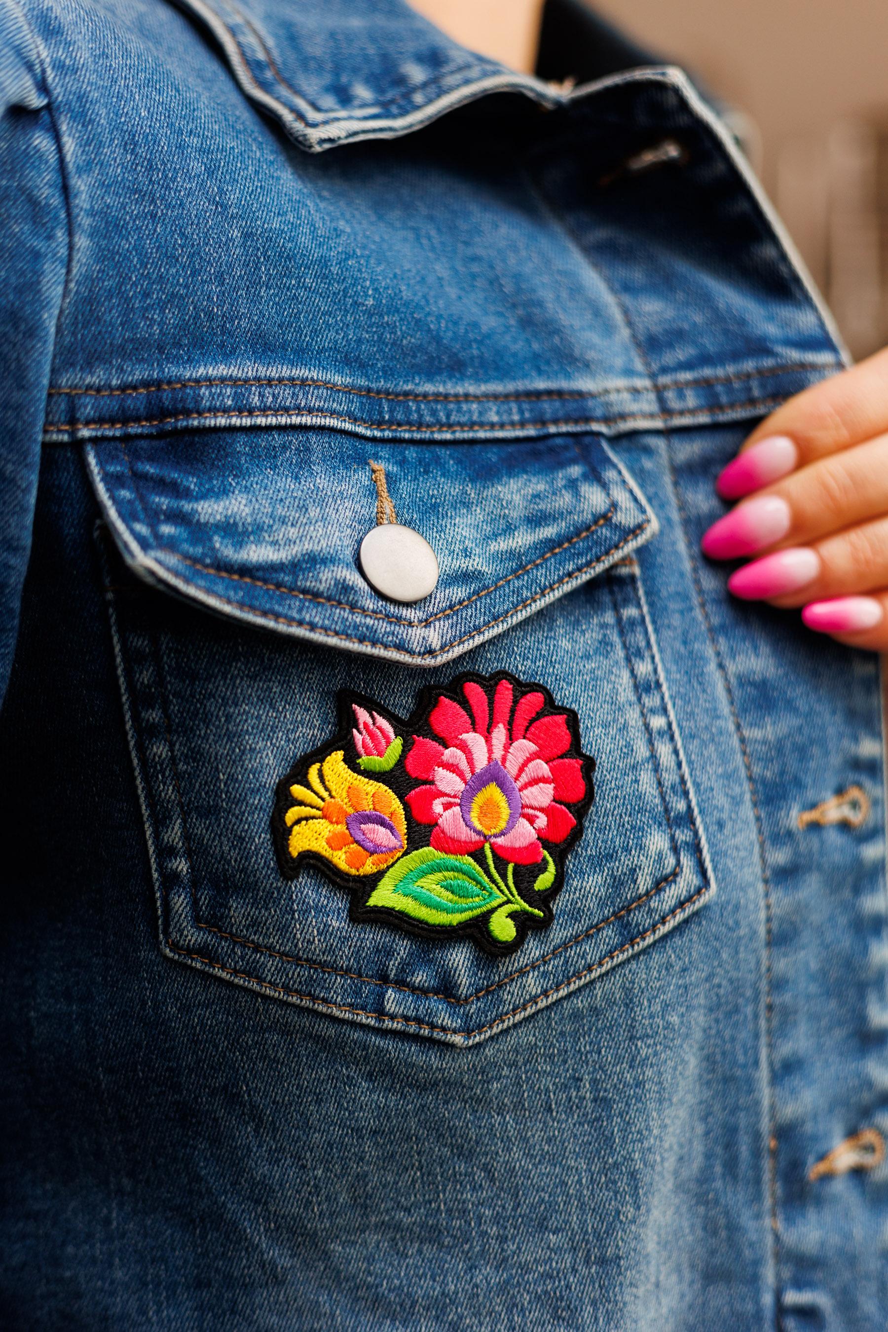 Polish Folk Art Iron on Patch (Pink Folk Flower)