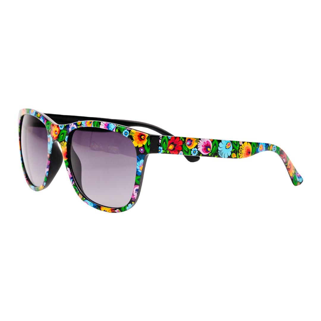 Polish Folk Art Floral Lowicz Black Sunglasses in Case