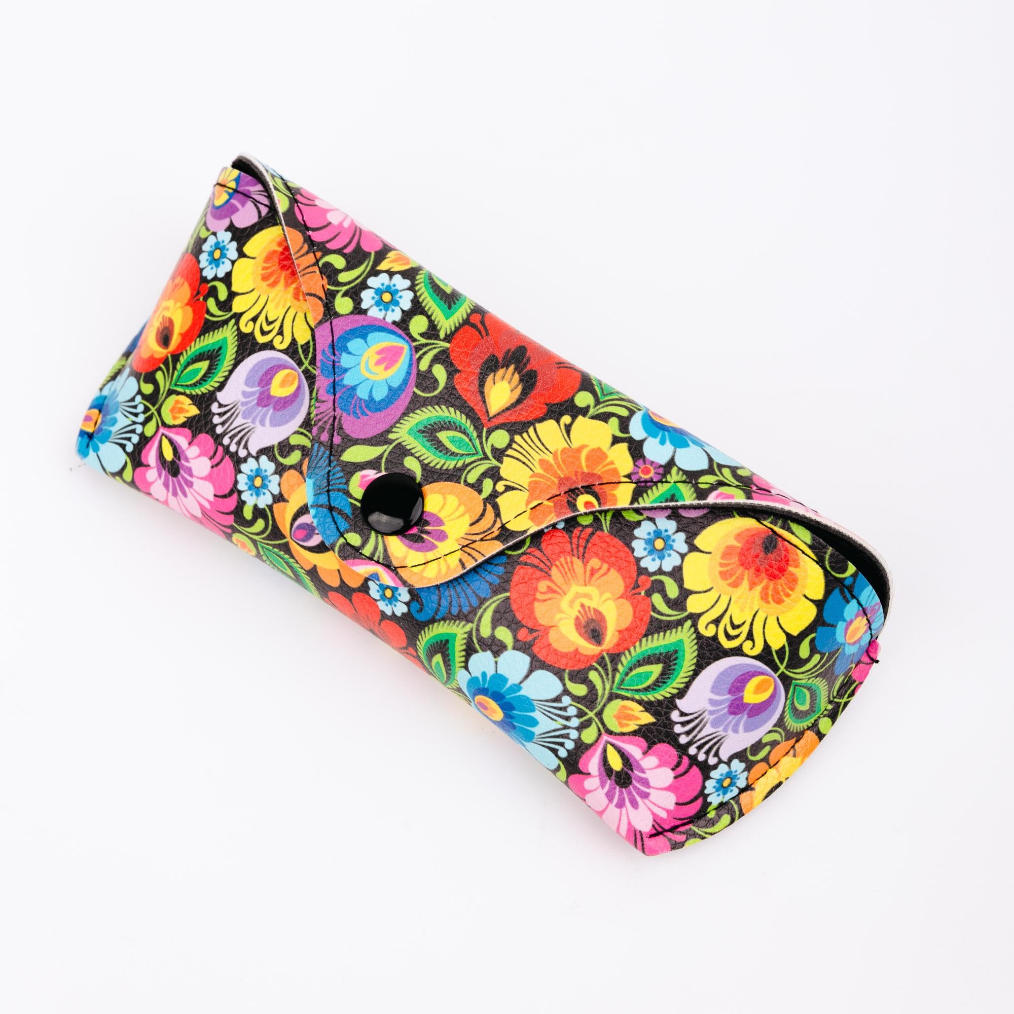 Polish Folk Art Floral Lowicz Black Sunglasses in Case