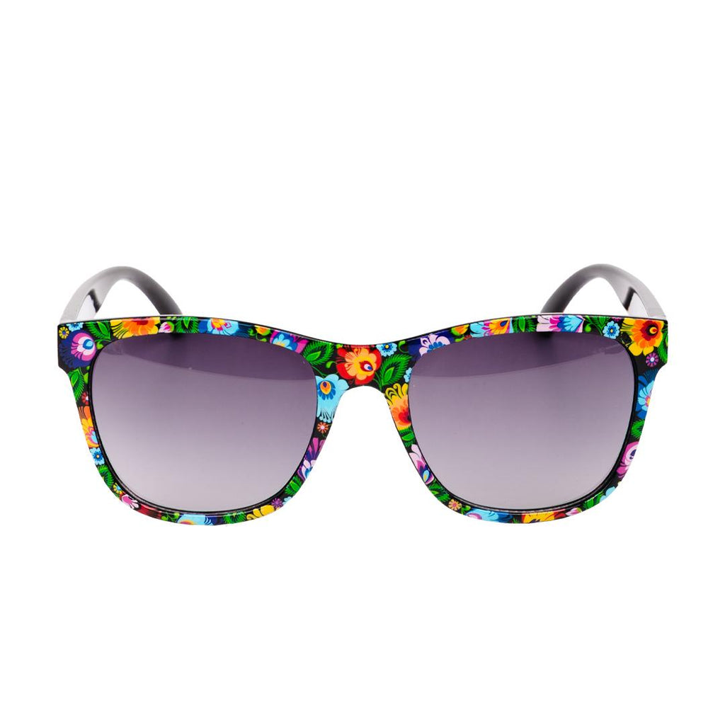 Polish Folk Art Floral Lowicz Black Sunglasses in Case