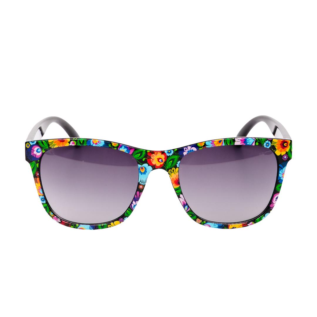 Polish Folk Art Floral Lowicz Black Sunglasses in Case